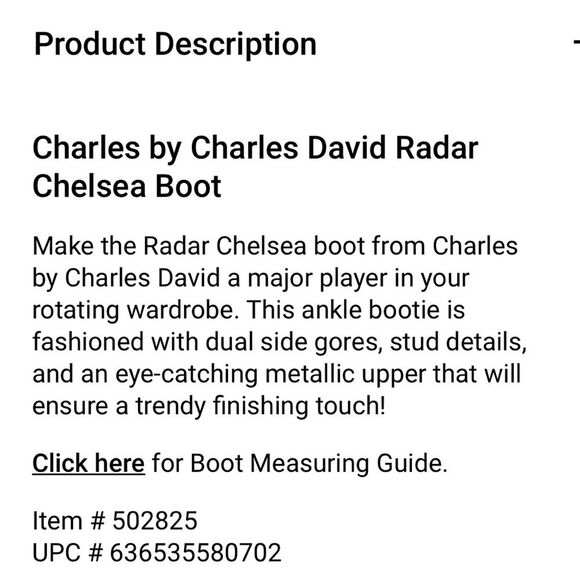Charles By Charles David Radar Chelsea
Boot Pewter Metallic Size 8.5 - Picture 6 of 16